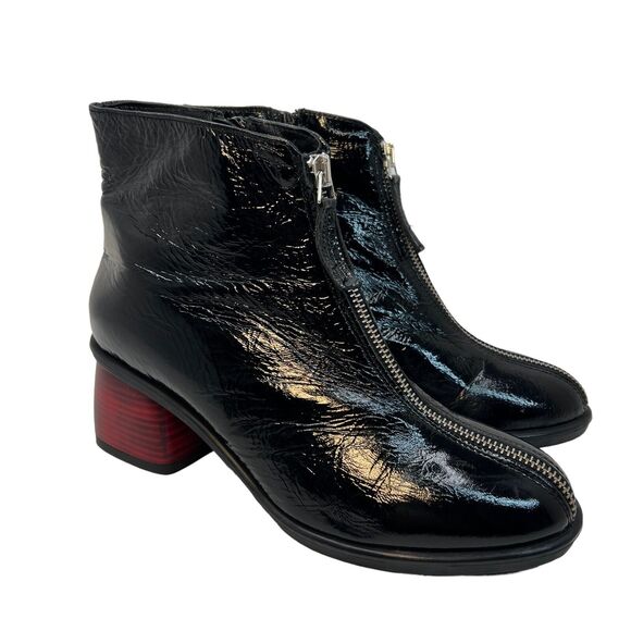 SUMMIT by White Mountain Miley Boots Black Patent Leather Zippers Size 37 - Picture 1 of 13